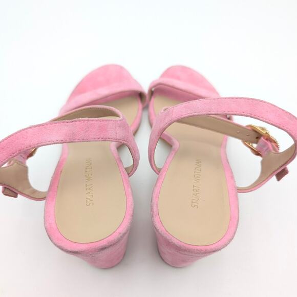 Stuart Weitzman Crystal Buckle 75 Block Heel Sandals Pink Size US6.5 EU37 - Picture 6 of 11